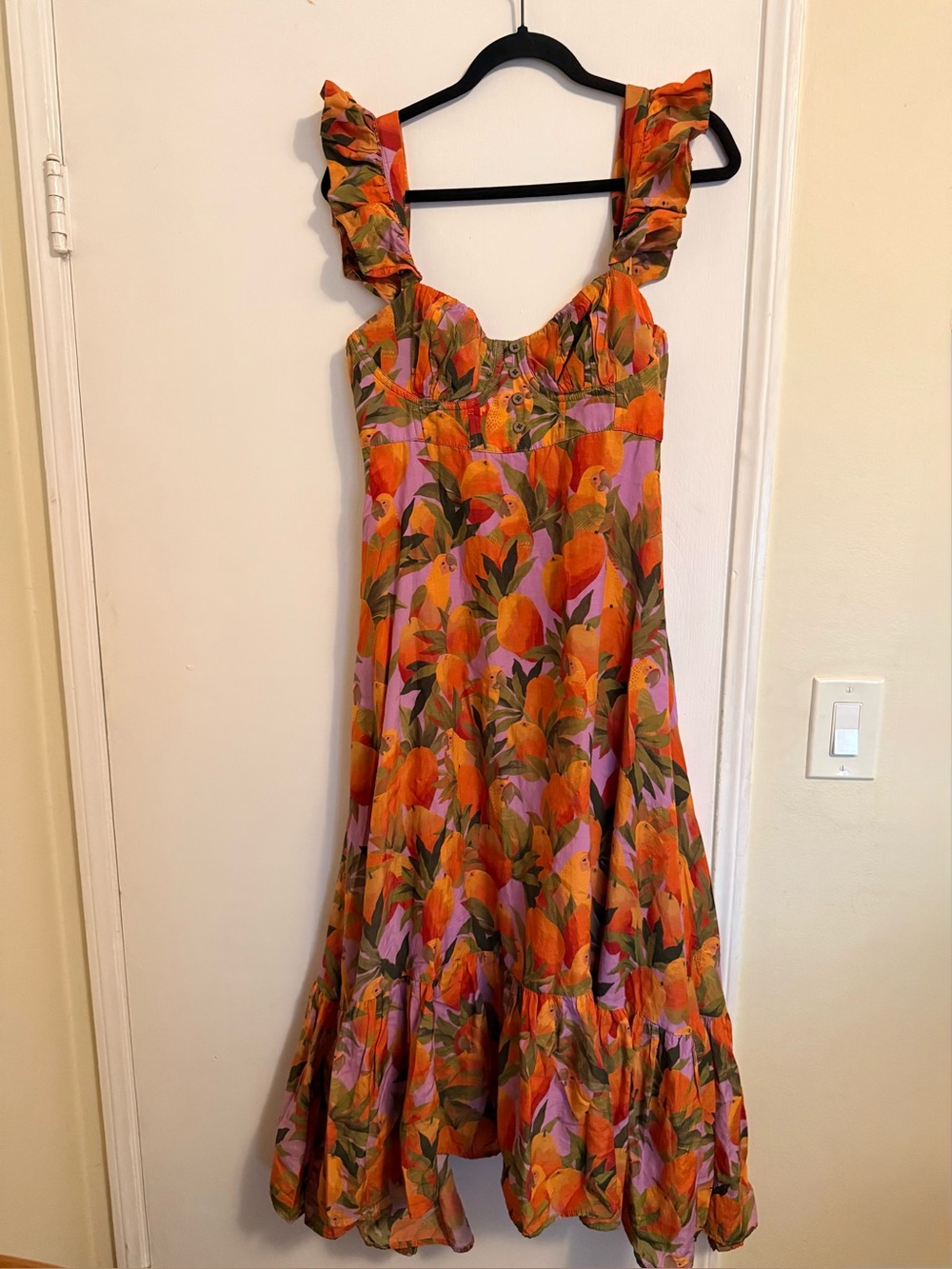 FARM Rio Mango Macaws Ruffle Cotton
Blend Maxi Dress - Picture 8 of 16